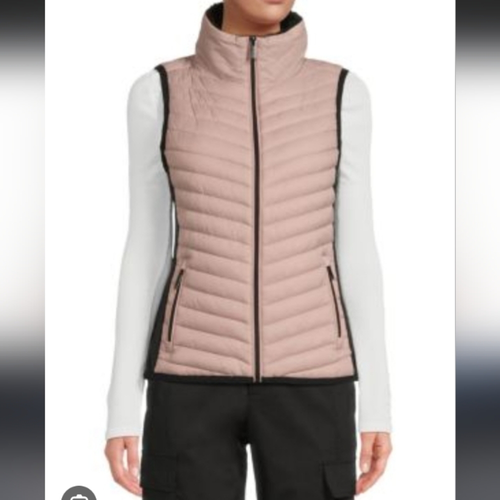 Calvin Klein Metallic Puffer Vest - Black and Gold